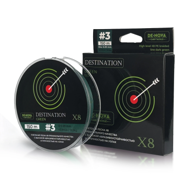 Плетёная леска De-Nova DSTN Х8 150м Dark green 0.29mm 19.5kg Плетёная леска De-Nova DSTN Х8 150м Dark green 0.29mm 19.5kg