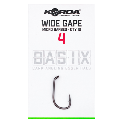 KORDA Крючок Basix Wide Gape №4 с микробородкой 10шт KORDA Крючок Basix Wide Gape №4 с микробородкой 10шт