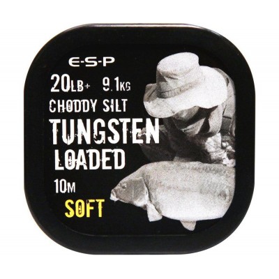 Поводковый материал плетеный утяжеленный вольфрамом Мягкий ESP  - Tungsten Loaded Choddy Silt Soft 20 lb, 10 м