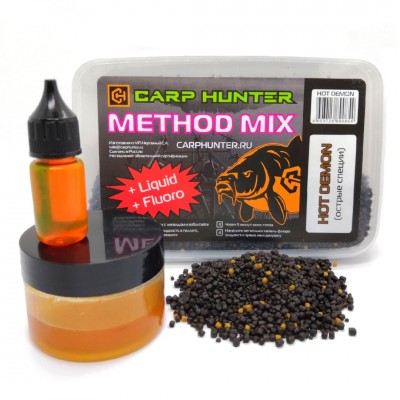 Method mix Pellets + Fluoro + Liquid Hot Demon (острые специи) CARPHUNTER Method mix Pellets + Fluoro + Liquid Hot Demon (острые специи) CARPHUNTER