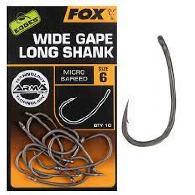 Крючки карповые с прямым жалом и широким зевом Fox  - Edges Armapoint Wide Gape Long Shank, Размер 6 Крючки карповые с прямым жалом и широким зевом Fox  - Edges Armapoint Wide Gape Long Shank, Размер 6