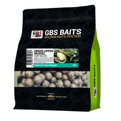 Бойлы GBS прикормочные Green Lipped Mussel Зеленогубая Мидия 20мм 1кг Бойлы GBS прикормочные Green Lipped Mussel Зеленогубая Мидия 20мм 1кг