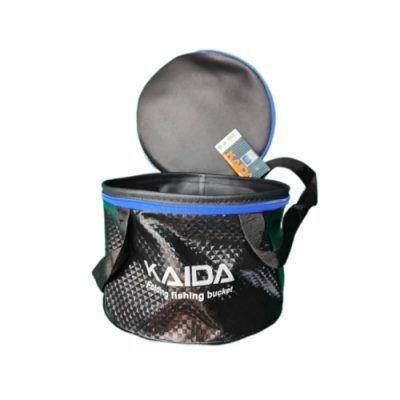 Складное рыболовное ведро KAIDA с крышкой 30x20см Складное рыболовное ведро KAIDA с крышкой 30x20см
